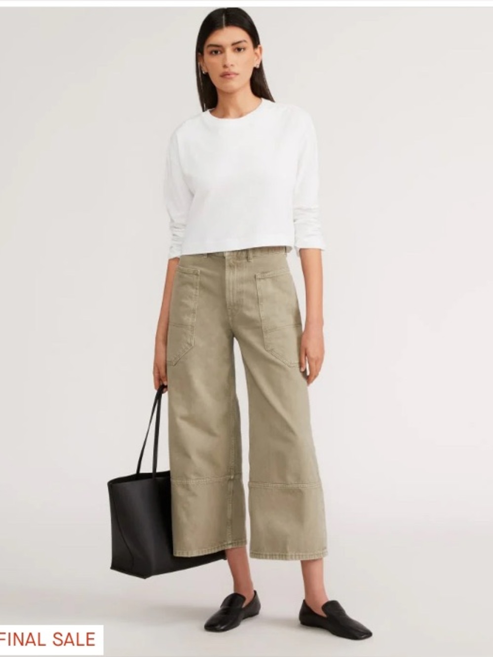 NWT EVERLANE Way High Gardener Cropped Jeans in Oil Green 23 - Picture 4 of 7